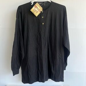NEW Banana Jack Long Sleeve Black Henley Shirt Size XL Black